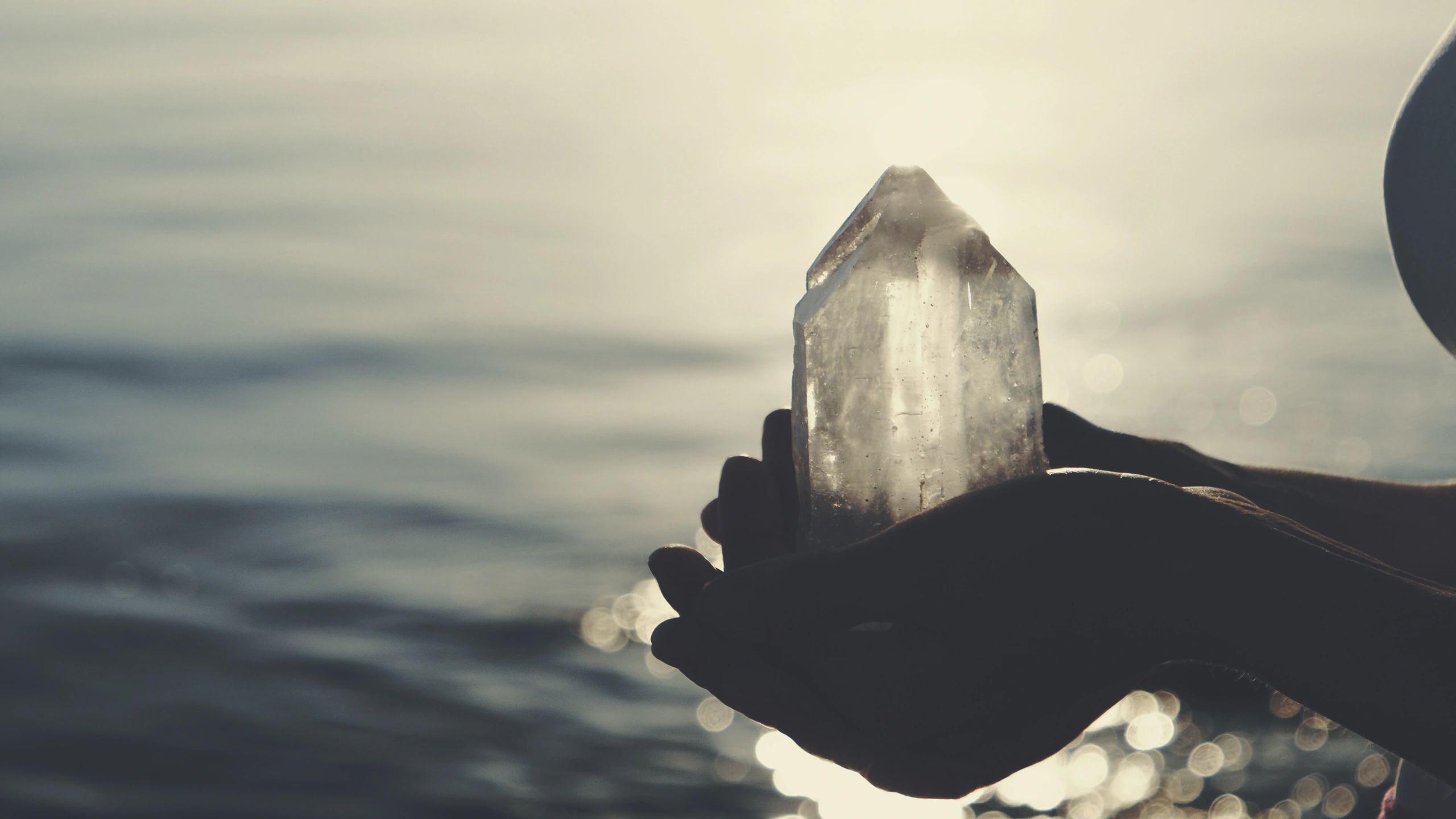 Healing crystals held during a spiritual session