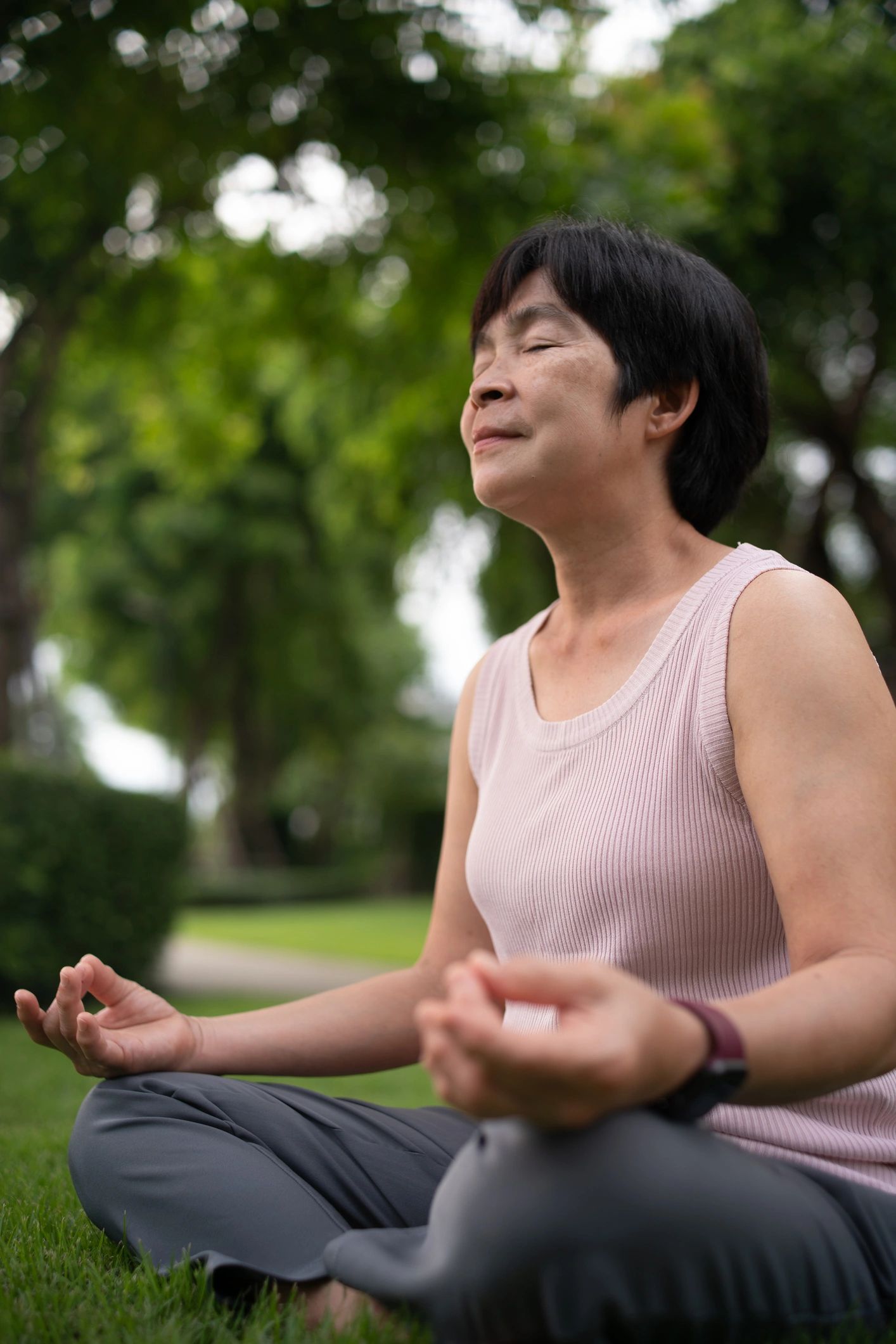Meditation practitioner outdoors